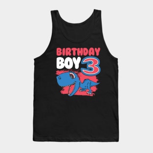 Kids rd third  three years old birthday dinosaur Tank Top